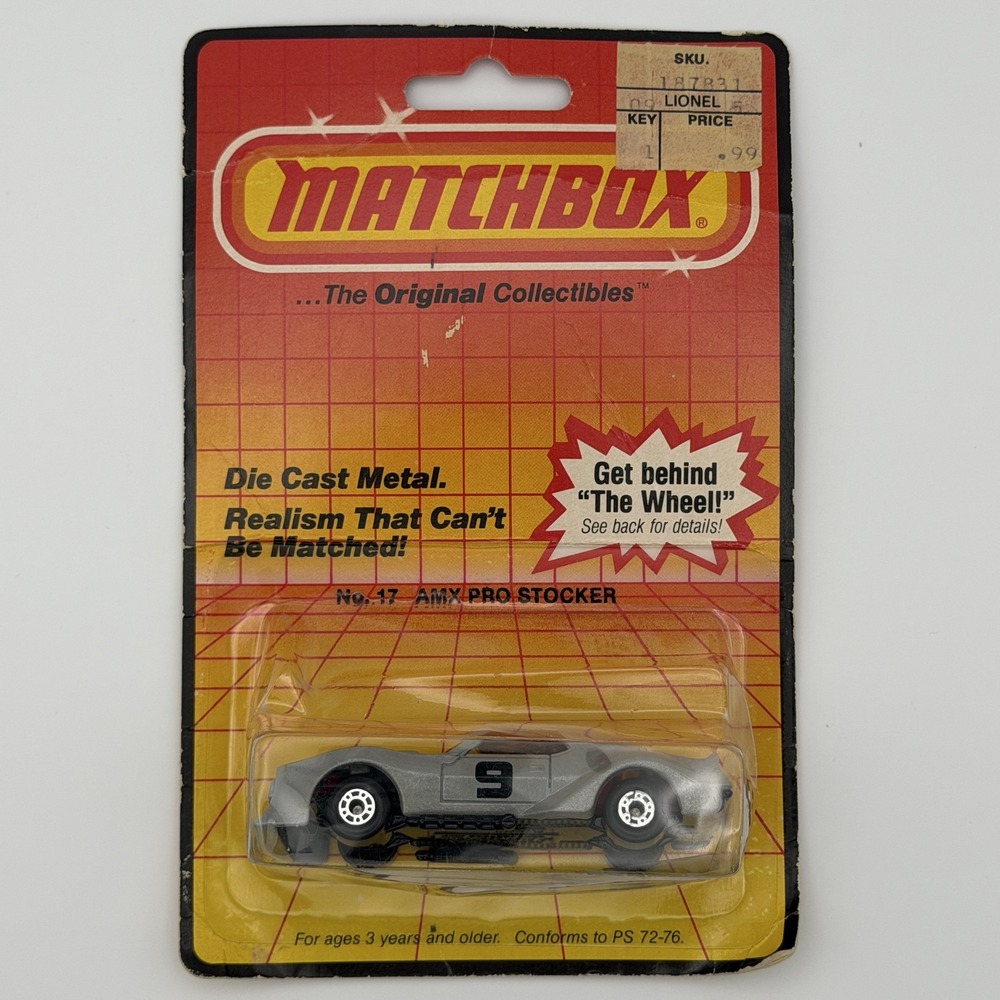 Matchbox AMX Pro Stocker‎ No. 17 1983 1:64 Silver Diecast Muscle Car